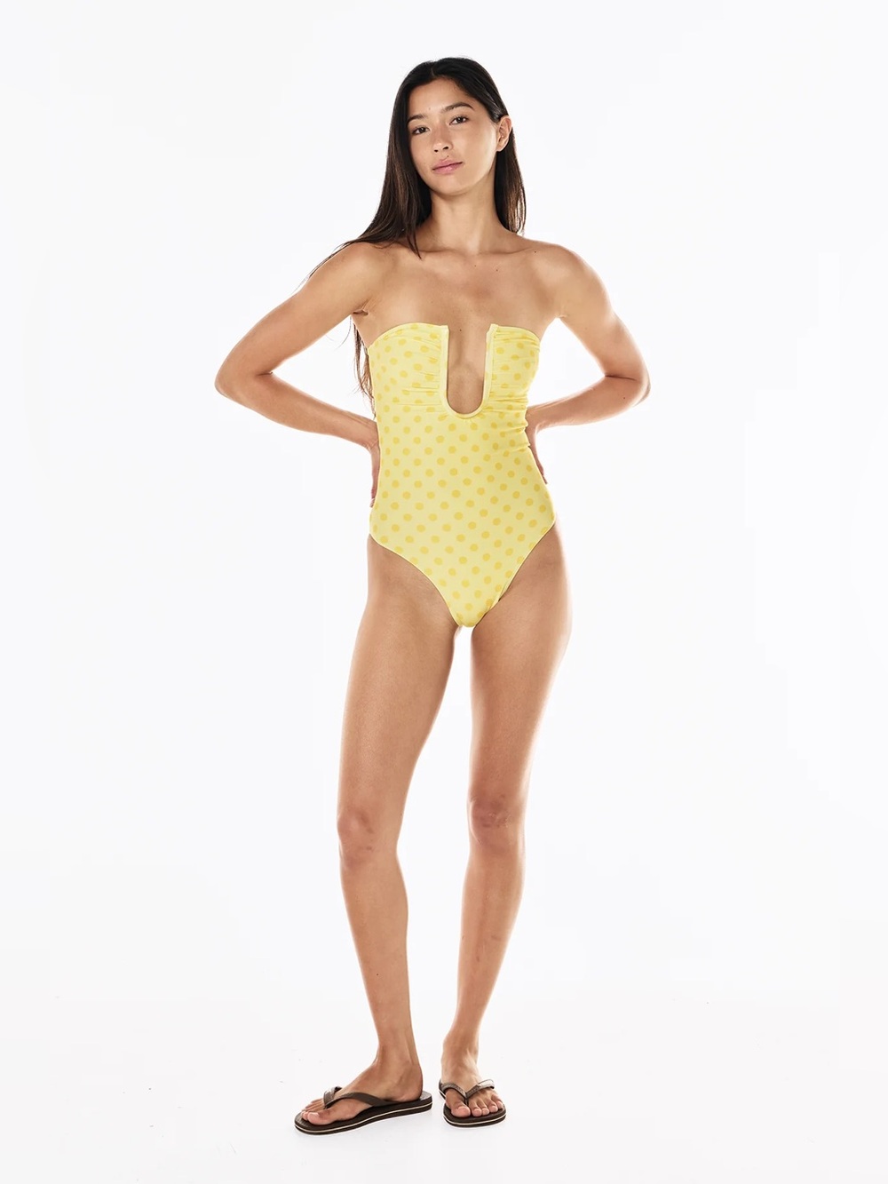 NWT La-Lu Size Small Peggy One Piece in Lemonade Polkadot